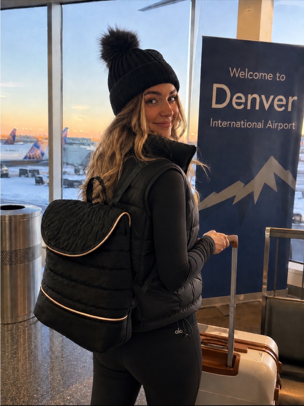 Stella & Dot ‘Crush It’ Black Quilted Backpack with Rose Gold Hardware NWOT